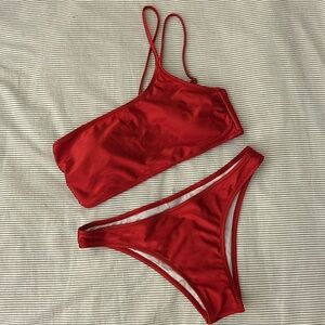 NWOT Mono B Red One Shoulder Bikini